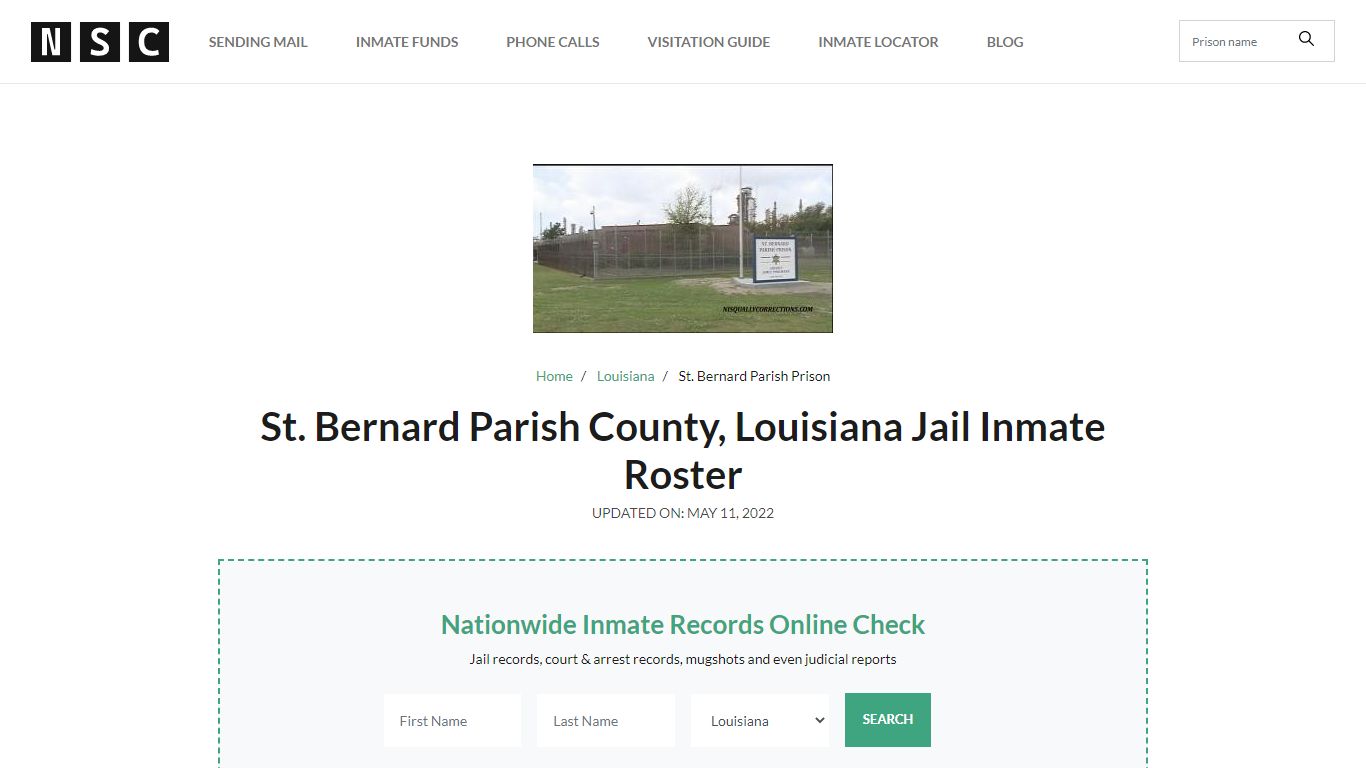 St. Bernard Parish County, Louisiana Jail Inmate Roster